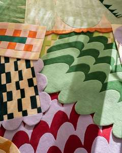 Alfombra moderna de lana de doble textura hecha a mano, técnica de corte de pila para un estilo versátil - Product Image 1