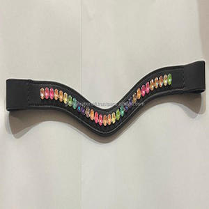 Banda de cuero para cejas de caballo, banda personalizada con piedras redondas grandes, cadena ostentosa, canal vacío, alta calidad, precio al por mayor - Product Image 4