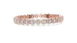 Pulsera de tenis S VIRVADIYA chapada en oro rosa de 18 quilates con esmeraldas cultivadas en laboratorio y halo de diamantes - Joyería de lujo para mujer - Product Image 4