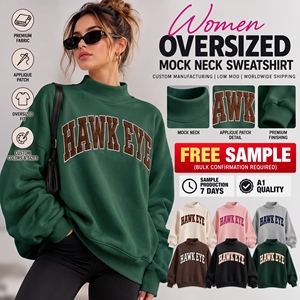 Sudadera Transpirable con Cuello Alto, Tela Informal, Letras Bordadas en el Frente para Mujer - Product Image 1
