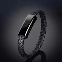 Bracelet chargeur de type C en cuir tressé, câble de charge de données USB C Micro USB pour téléphone portable iPhone