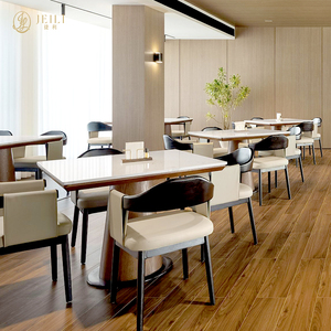 JEILI - Conjuntos de Muebles para Restaurantes Asiáticos Comerciales, Silla de Madera Curvada Rústica de Lujo, Mesa con Pedestal de Mármol, Combinación para Proyectos Hoteleros - Product Image 1