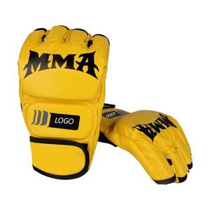 Gants de boxe MMA noirs personnalisés, gants de kickboxing, arts martiaux, entraînement, cuir PU respirant, fermeture à boucle, unisexe adulte SI-68 - Product Image 4