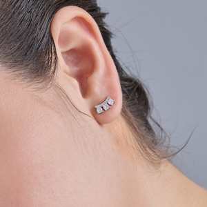 Straightforward Elegance 92.5 <b>Sterling</b> <b>Silver</b> Geometric <b>Stud</b> & Hoop Earrings Trendy Engagement Wedding Party Gift - Product Image 2