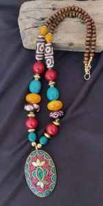 Laq Tibetan Broad Multi Color Bead <b>Long</b> Necklace For Women And Girls Elegant Boho Necklace Ideal For Both Casual & Formal Wear - Product Image 4