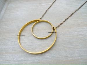 Collar de Latón con Doble Anillo Personalizado, Novedad 2025, para Mujer, de Alta Calidad, Pulido, Estilo Moderno, Cadena de Eslabones, Joyería con Dije a la Moda - Product Image 2