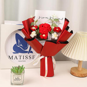 Vente en gros de fleurs en laine tricotées à la main, fleurs au crochet, bouquet pour la Saint-Valentin, la fête des déesses, la fête des mères - Product Image 4