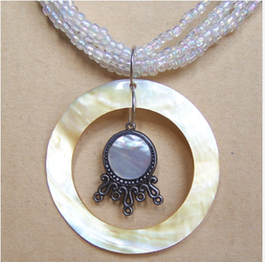 Joyería de Concha Marina, Collar de Nácar Blanco, Estilo Bohemio, Motivo de Cuentas, Amarillo Puro, Religioso, para Regalo - Product Image 4