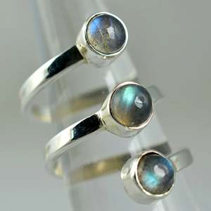 Handmade Boho 925 Sterling Silver <b>Ring</b> with <b>Labradorite</b> November Birthstone Inlay Round Shape-Perfect Gift for Her Birthday - Product Image 3
