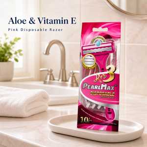 Rasoi Usa e Getta PearlMax a 3 Lame per <span class=keywords><strong>Donne</strong></span>, Confezione da 10 Pezzi, <span class=keywords><strong>Rasoio</strong></span> per Cura Personale per Casa, Hotel, Salone, Fornitura all'Ingrosso - Product Image 5