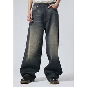 Pantalon baggy en jean acide décontracté pour hommes 2025 avec taille moyenne multi-poches en vente - Product Image 2