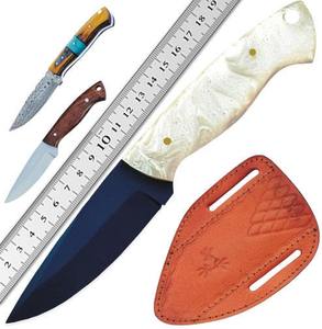 Couteau de chasse artisanal en acier Damas, couteau de poche NM de haute qualité, gaine personnalisable en bois et cuir, couteau OEM Bus - Product Image 4