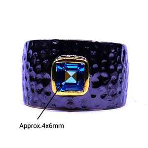 Anillo de Aguamarina de Plata de Ley 925 Estilo clásico Chapado en oro para bodas - Product Image 2