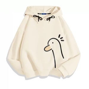 2024 Autumn New Fashionable Duck Print Men Women Oversize Long Sleeved Hooded Sweatshirt All Cotton Street <b>Hip</b>-hop Style Knitted - Product Image 1