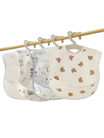 Bavoir pour bébé à couverture complète imprimé animaux de la forêt mousseline imperméable matériau TPU poche à bavette jetable pour les tout-petits approvisionnement OEM lavable