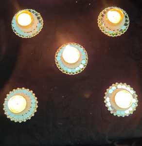 Bougeoir de décoration de table Bougeoir artisanal indien, bougeoir à bougie chauffe-plat en métal Décor de Noël - Product Image 2