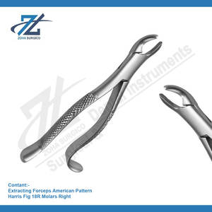 Pince d'extraction motif américain Harris Fig 18R molaires droite qualité allemande Starnderd Instruments chirurgicaux dentaires Pakistan - Product Image 2