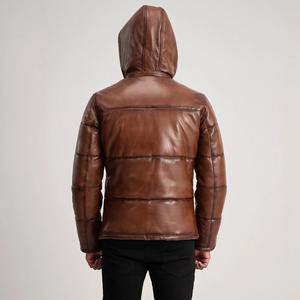 Chaqueta de Cuero Genuino con Capucha Marrón para Hombre, Estilo Urbano, Impermeable, Transpirable, de Secado Rápido, para Motocicleta de Invierno - Product Image 5