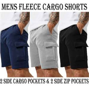 Mens Fleece <b>cargo</b> <b>Shorts</b> Sweat pants Summer Jogger Plain Jersey Jogging <b>shorts</b> Zip Pocket New lightweight fashion <b>shorts</b> - Product Image 2