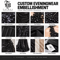 Robe de soirée longue de luxe noire à sequins OEM/ODM, avec appliques florales, corset perlé, dos nu, coupe fourreau, pour femme, idéale pour les fêtes et bals de promo