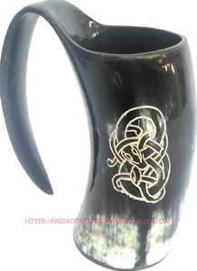 Taza de cuerno vikingo Cuerno para beber medieval Cuerno hecho a mano Taza de cerveza Fiesta y restaurante - Product Image 3