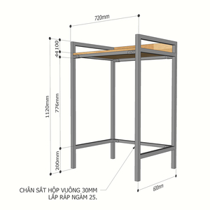 Étagère simple en bois de caoutchouc pour machine à laver 72x60x112cm KMG68015, assemblage requis, avec structure en fer, équipement de repassage et de lavage - Product Image 6