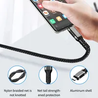 Cable USB 3.2 Gen2 USB-A a Tipo-C, Transferencia de Datos de 10 Gbps, 3A 60W, Cable de Carga Rápida USB-C de Nailon Trenzado con Cobre Estañado