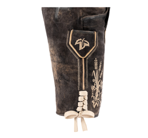 Pantalones de cuero Lederhosen Pantalones cortos clásicos con bordado corto Pantalones cortos bávaros de cuero de ante de cabra para hombres - Product Image 3