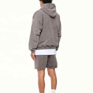 High Quality Custom Blank Washed Hoodie Vintage Double Zipper Drop Shoulder Acid Washed Zip up <b>Hoodies</b> for Men - Product Image 3