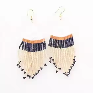 Nouveau Style perles de rocaille boucles d'oreilles goutte pour les femmes fabriqués à la main entièrement personnaliser perlé brodé bijoux mode par MD artisanat - Product Image 2