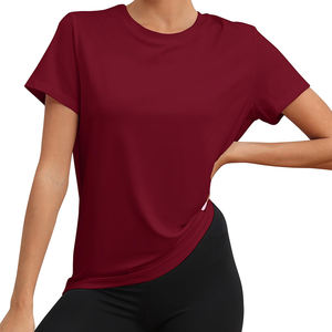 El mejor producto personalizado, ropa deportiva y transpirable al tacto ultrasuave, la mejor camiseta de gimnasio de entrenamiento de tela de poliéster para mujer - Product Image 1