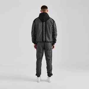 Conjunto de dos piezas cortavientos informal de maternidad con capucha y logotipo personalizado de moda Premium para hombre, chándal transpirable de poliéster - Product Image 6