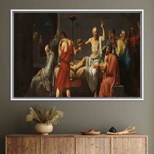 Printed Canvas Artwork: The Death of Socrates by Louis David,WHITE <b>FRAMED</b> CANVAS - Product Image 1