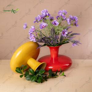 Vase de table en bambou enroulé, fait main, personnalisable, diamètre, style Art déco, écologique, durable, décoratif - Product Image 1