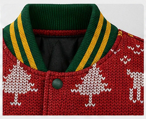 Chaqueta Varsity Navideña para Hombre ZIAKOT, Poliéster/Algodón, Forro Polar Transpirable, Estilo Vintage, Cuello en V, Chaqueta Casual de Invierno - Product Image 2