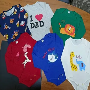 Wholesale infant bodysuit Long sleeve cotton baby romper set 5 pieces infant bodysuit cotton Baby Romper Apparel stock