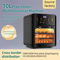 Friteuse à air 10L friteuses sans huile de grande capacité cuisine domestique automatique four à convection de cuisson à 360 ° friteuse prise américaine
