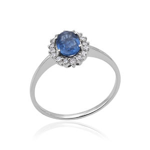 La plus belle bague en argent sterling 925 avec pierres précieuses en saphir bleu taille ovale Bague de fiançailles en zircon brillant CZ - Product Image 1