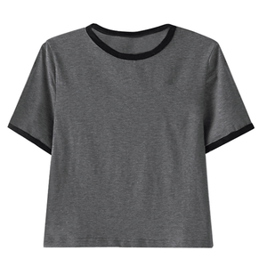 Women's Eco-Friendly <b>Crop</b> <b>Top</b> Comfortable Casual Loose Fit Wholesale Workout T Shirt Solid Color Ringer T Shirt Styles - Product Image 5