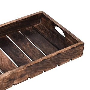 Bandeja de Servir de Madera de Estilo Moderno, Pulida a Mano, con Asas de Metal, Apta para Lavavajillas, para Baño y Vajilla - Product Image 6