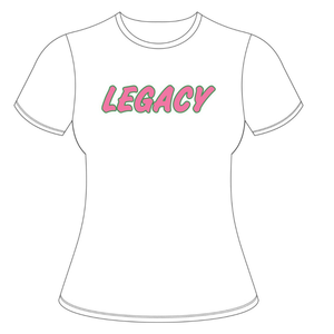 เสื้อยืด White Legacy สำหรับชมรมนักศึกษาหญิงกรีก สีชมพูและสีเขียว เสื้อยืดลำลองมีสไตล์สำหรับนักศึกษาหญิงในชมรมนักศึกษากรีก - Product Image 1