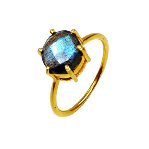 Usage quotidien en argent sterling plaqué or 925 Labradorite Bijoox pierres précieuses pas cher classique à la mode bague unisexe - Product Image 1