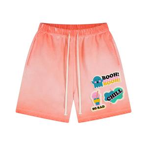 Pantalones cortos de algodón para hombre de estilo callejero, pantalones cortos digitales de cintura elástica lavados con cordón de Terry francés ecológico, OEM - Product Image 3