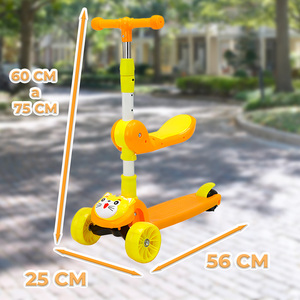 สกู๊ตเตอร์เด็กปรับระดับได้พร้อมเบาะนั่งถอดออกได้ โครงเหล็กแข็งแรง ปลอดภัย ล้อ PU สามล้อ สำหรับเด็กและทารก เคลื่อนที่ได้อย่างอิสระ! - Product Image 5