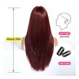 Peluca rubia larga de calidad profesional con raíces oscuras para mujer, pelo sintético liso en capas para fiestas y uso diario, rojo vino - Product Image 3