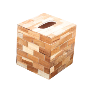 Caja de pañuelos de madera de bambú de diseño moderno, venta al por mayor, organizador de escritorio, vajilla para uso en eventos de fiesta de boda - Product Image 1
