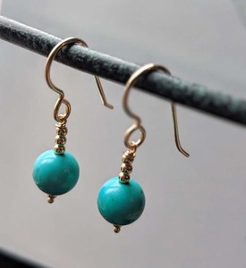 Surgyan Saini Latest Design Turquoise Stone 8mm Dangle Earring Brass Bezel Setting Children Hiphop Earrings - Product Image 1