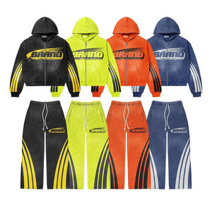 Ensemble de survêtement pour homme 2026, tendance, délavé à l'acide et imprimé intégral, 100% coton, survêtement personnalisé avec nom de marque - Product Image 6