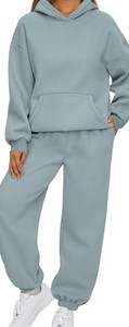 Conjuntos de 2 piezas para mujer, Sudadera con capucha de salón, conjuntos de sudadera de gran tamaño, pantalones de chándal holgados de moda de otoño con bolsillos, chándal - Product Image 1