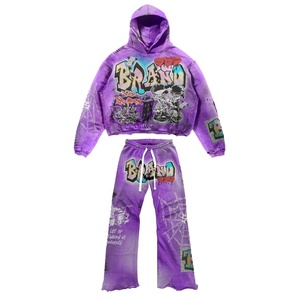 New Arrival Jogger Sets for Mens Streetwear Hoodie Printed Sweatpants for Adults Drawstring Fashionable <b>Tracksuits</b> - Product Image 5